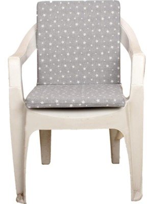 Royal Rain Store Bahçe Balkon Salon Yıldız Desenli Sandalye Minderi 1 Adet (Gri)