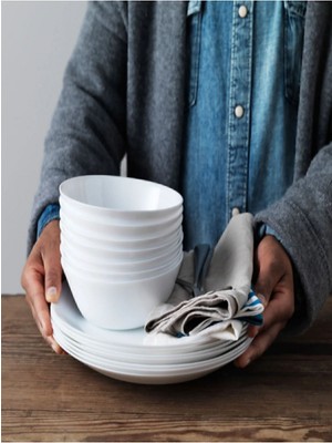 6'lı 15 cm Beyaz Cam Kase Seti, Çorba, Salata ve Kuruyemiş Için Mükemmel