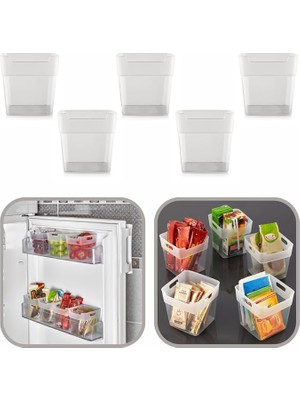 Royal Rain Store Buzdolabı Kapak Içi Raf Organizeri, Banyo Kozmetik Düzenleyici Kap Çok Amaçlı Mini Kutu Seti (5, Şeffaf)