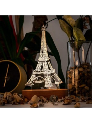 Royal Rain Store Eyfel Kulesi 3 Boyutlu LED Masa Lambası - USB Bağlantılı Sarı Işık