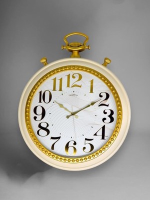 Royal Rain Store 736-CA Serisi Köstekli Saat Görünümlü Sessiz Akar Duvar Saati 50 cm Gold