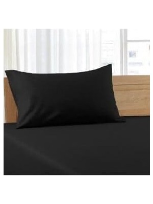 Royal Rain Store Pamuklu Ranforce Tek Kişilik Lastiksiz Çarşaf ve Yastık Kılıfı Siyah - 160 x 240