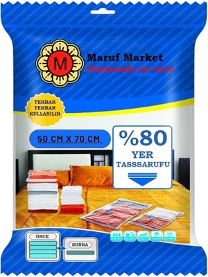 Royal Rain Store Home Yüksek Kaliteli Vakumlu Poşet (S) 50 cm x 70 cm - Çevirmeli & Mavi Kapak - Vakumlu Hurç