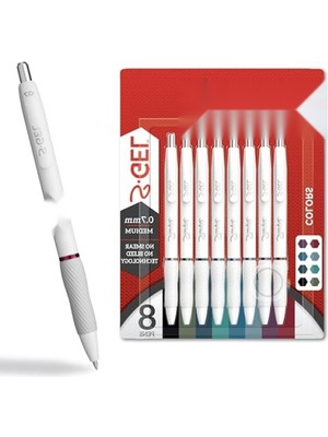 MarkEntegra Moda Varil Jel Kalem Seti - 8 Adet, Orta Nokta (0,7 Mm)