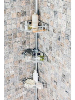 Royal Rain Store Aluminyum Tel 3 Rafli Yaylı Köşe Seti - Mat Eloksal-Small