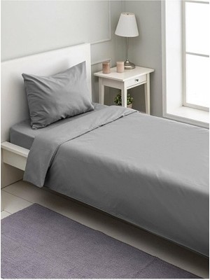 Royal Rain Store Pamuklu Ranforce Tek Kişilik Ara Ölçü 120X200 Lastikli Çarşaf Takımı - Gri