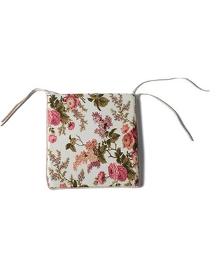 Royal Rain Store Bahçe Balkon Salon Çiçek Desenli Kare Alt Sandalye Minderi 4'lü