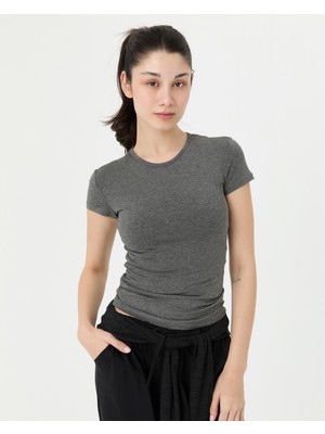 Ayma Active Gri Melanj Basic T-Shirt