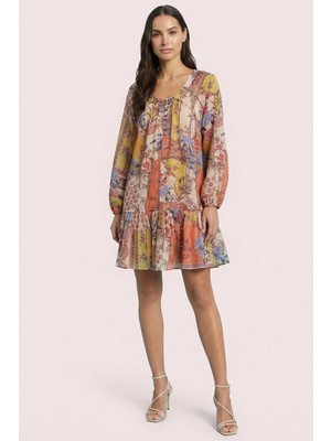 Guitar Dizde Boy Çok Renkli Vual Elbise