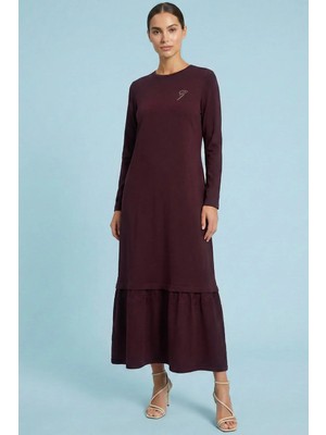 Guitar Uzun  Kahverengi Triko Elbise