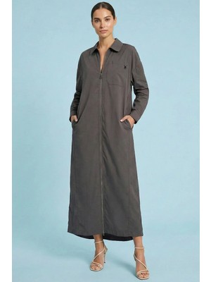 Guitar Oversize Antrasit Poplin Elbise