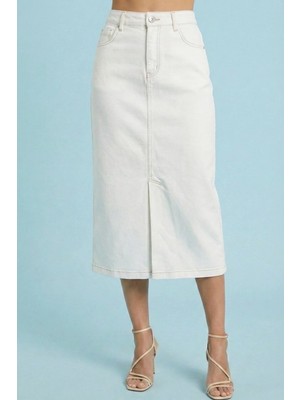 Guitar Yandan Cepli Beyaz Jean Etek