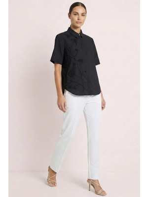 Guitar Oversize Siyah Poplin Gömlek