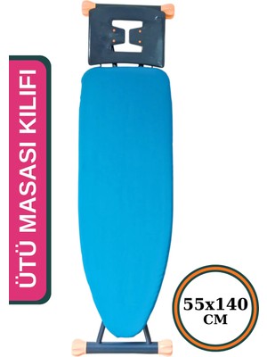 Asev Home Ütü Masası Kılıfı Büyük Boy İpli Stoperli Keçeli Örtüsü Bezi 55X140CM Premium Blue