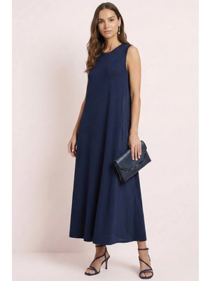 Guitar Midi Lacivert Penye Elbise