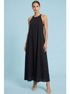 Guitar Oversize Siyah Modal Elbise