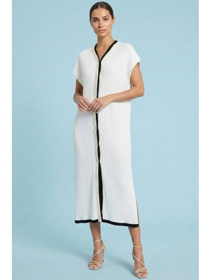 Guitar Uzun  Beyaz Triko Hırka