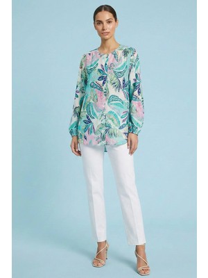 Guitar Dökümlü Çok Renkli Desenli Gömlek