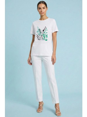 Guitar Yandan Cepli Beyaz Dokuma Pantolon