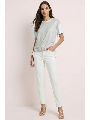 Guitar Boyfriend Beyaz Pamuklu Pantolon