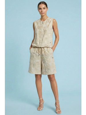 Guitar Yandan Cepli Bej Jakarlı Bermuda