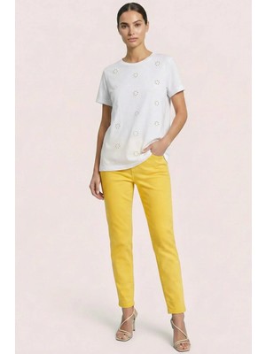 Guitar Boyfriend Sarı Pamuklu Pantolon