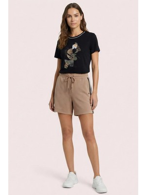 Guitar Casual Bisiklet Yaka Siyah Penye T-Shirt
