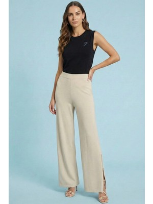 Guitar Düz Kesim Siyah Triko T-Shirt