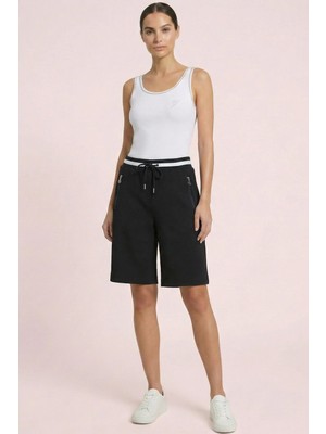 Guitar Cepli Siyah Örme Bermuda