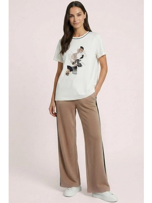 Guitar Casual Ekru Penye T-Shirt
