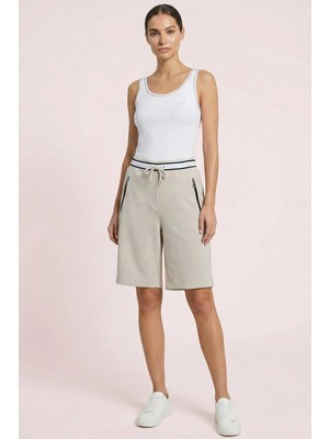 Guitar Askılı Beyaz Penye T-Shirt