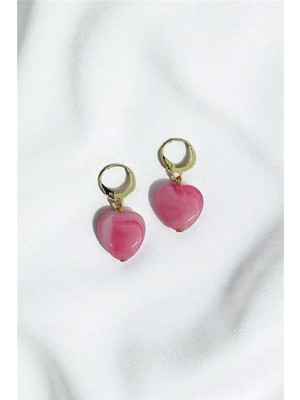 Petek Aksesuar Akrilik Kalp Küpe