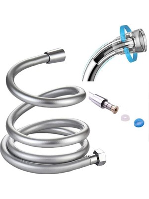Royal Rain Store Gri Paslanmaz Kopmaz Patlamaz Kaliteli Pvc Duş Hortumu - Yüksek Kaliteli Lüx Duş Spirali - Tüm Duş Setleri/duş Başlıkları ile Uyumlu (G1/2) - 150CM