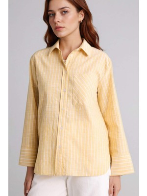 DeFacto Relax Fıt Çizgili Flamlı Pamuk Uzun Kollu TUNIK F6314AX26SP