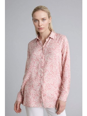DeFacto Loose Fit Gömlek Yaka Baskılı Uzun Kollu Tunik T0609AZ26SP