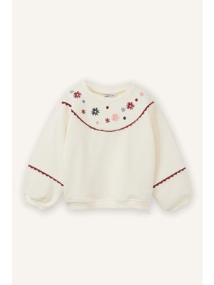 DeFacto Oversize Nakışlı Sweatshırt Kız Bebek G8156A526SP