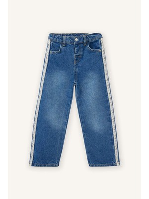 DeFacto Şeritli Culotte Jean Pantolon Kız Bebek G8158A526SP