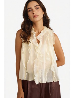 DeFacto Regular Fit Modal Volanlı Kolsuz Bluz G2997AX25AU