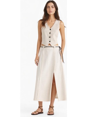 DeFacto Regular Fit Yüksek Bel Midi Etek F7350AX25AU