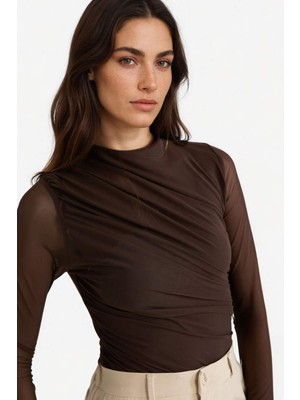 DeFacto Slim Fit Dar Kesim Tül Uzun Kollu Çıtçıtlı Body G3075AX25AU