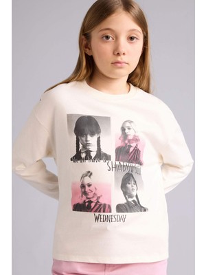 DeFacto Wednesday Loose Fit Bisiklet Yaka Uzun Kollu Tişört Kız Çocuk G0452A825AU