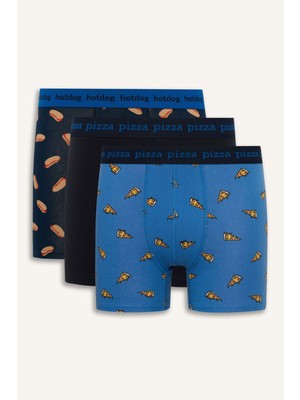 DeFacto Regular Fit Yiyecek Baskılı 3'lü Boxer G8335AX26SP