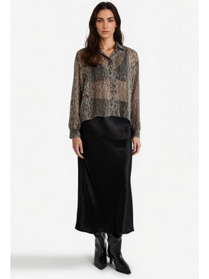 DeFacto A Kesim Normal Bel Saten Midi Etek B1867AX25AU