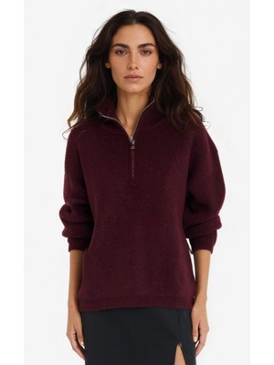 DeFacto Relax Fit Yarım Fermuarlı Triko Kazak F3897AX25WN