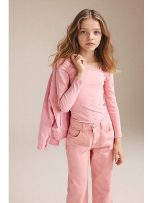 DeFacto Kayık Yaka Penye Tişört Kız Çocuk G8464A826SP