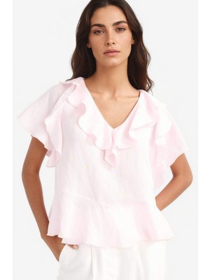 DeFacto Regular Fit V Yaka Modal Kısa Kollu Bluz F8319AX25AU