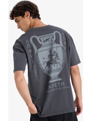 DeFacto %100 Pamuk Boxy Fit Baskılı Tişört F8323AX25AU