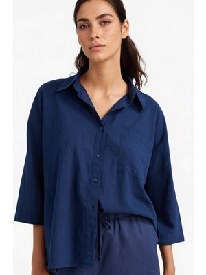 DeFacto %100 Pamuk Oversize Gömlek F6111AX25SM