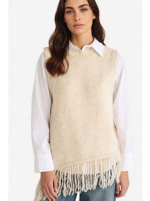 DeFacto Oversize Geniş Kalıp Bisiklet Yaka Püsküllü Süveter G1763AX25WN