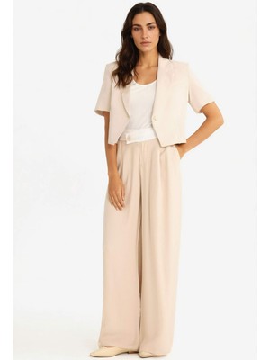 DeFacto Wide Leg Cep Detaylı Normal Bel Düz Paça Uzun Boy Tencel Pantolon F9108AX25SM